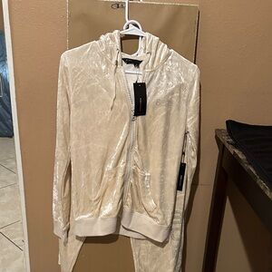 BCBGMaxAzria Cream Velour Track Suit